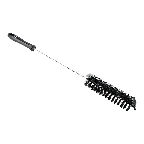 A Vikan black stiff polyester tube brush with a handle.