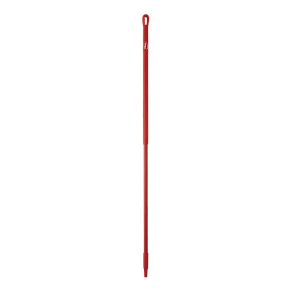 A red threaded Vikan fiberglass broom handle.