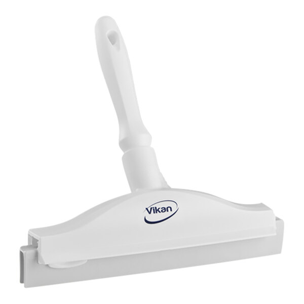 A white Vikan squeegee with a handle.