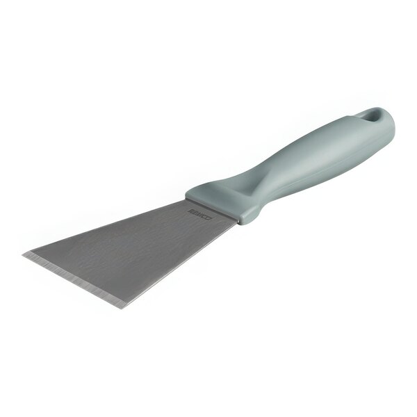 A Vikan stainless steel scraper with a gray handle and a blade.