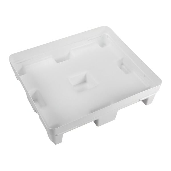 A white plastic tray with two compartments.