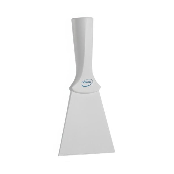 A white Vikan 4" nylon scraper with blue text on the handle.