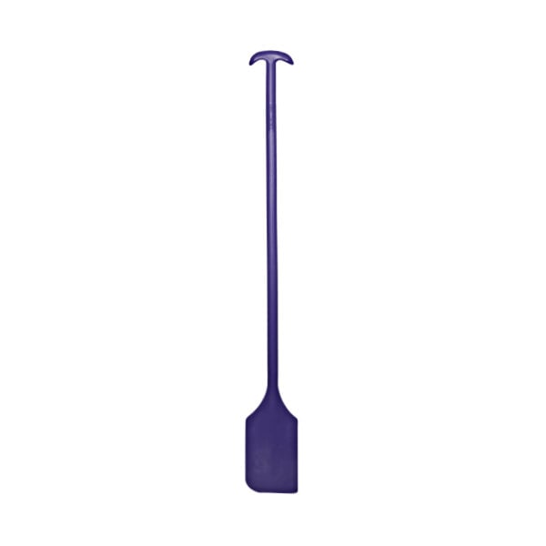 A purple paddle with a long handle.