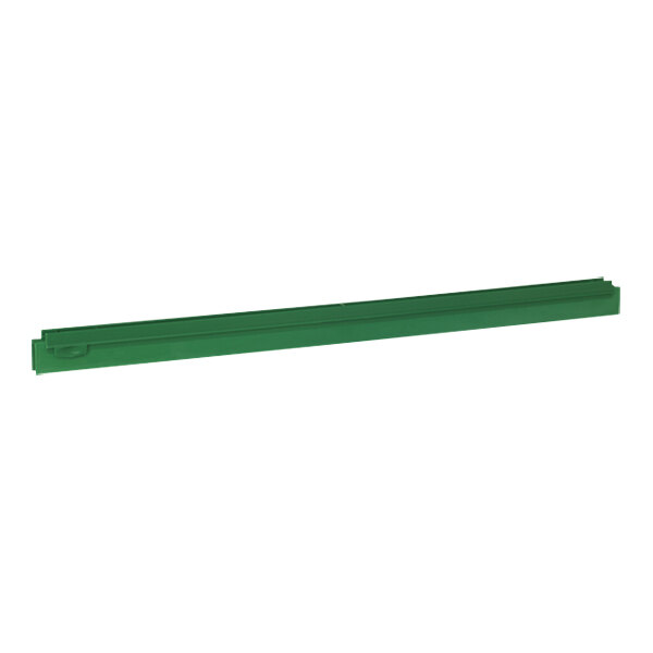 A green rectangular plastic Vikan squeegee blade.