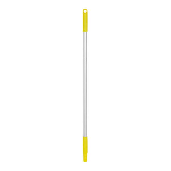 A long silver and yellow handle.