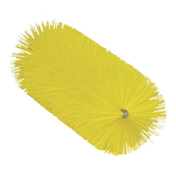 A yellow brush head with long bristles.