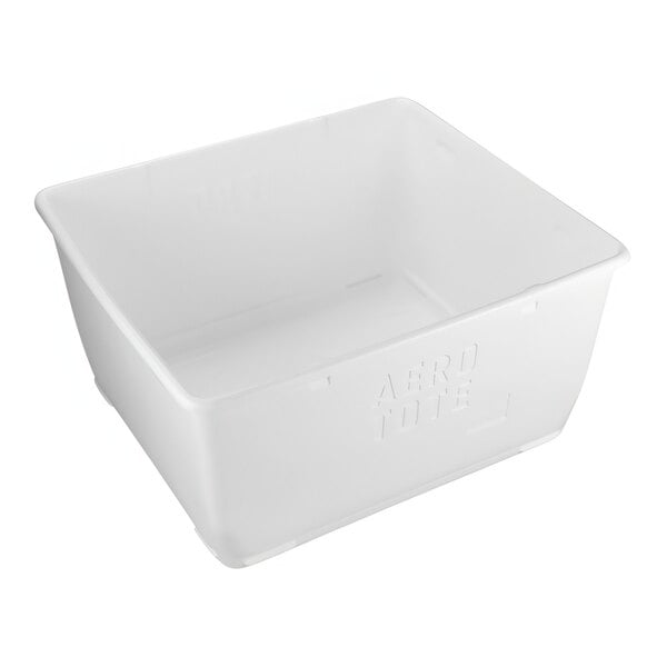 A white polyethylene Vikan Aero-Tote tub with a lid.