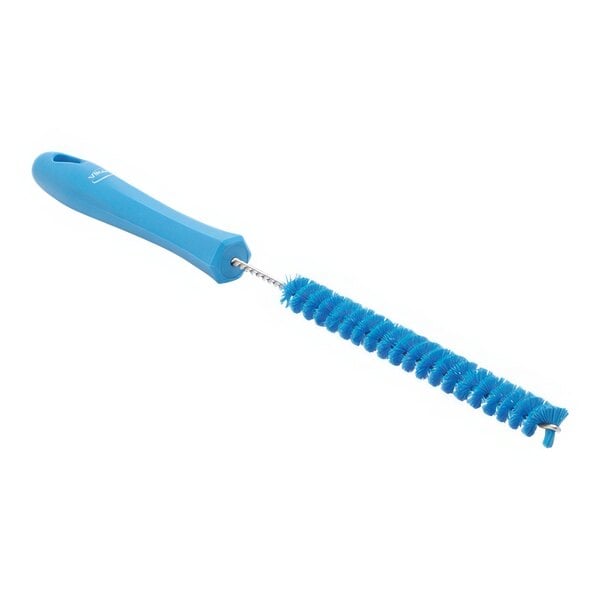 A blue brush with white text on a white background.