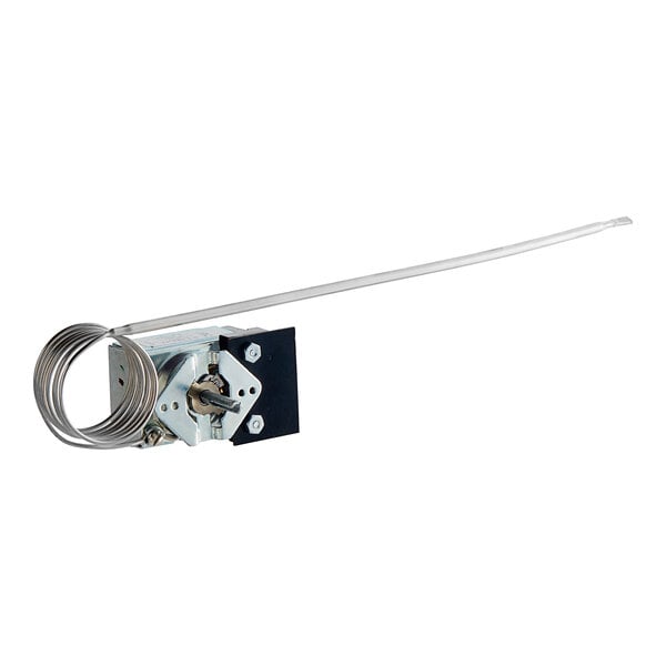 A Robertshaw Industries electric oven thermostat with a wire attached.