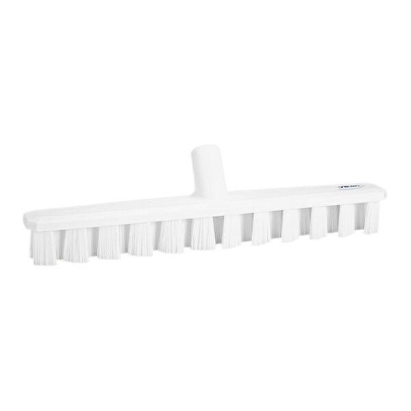 A white Vikan deck scrub brush head with stiff bristles.