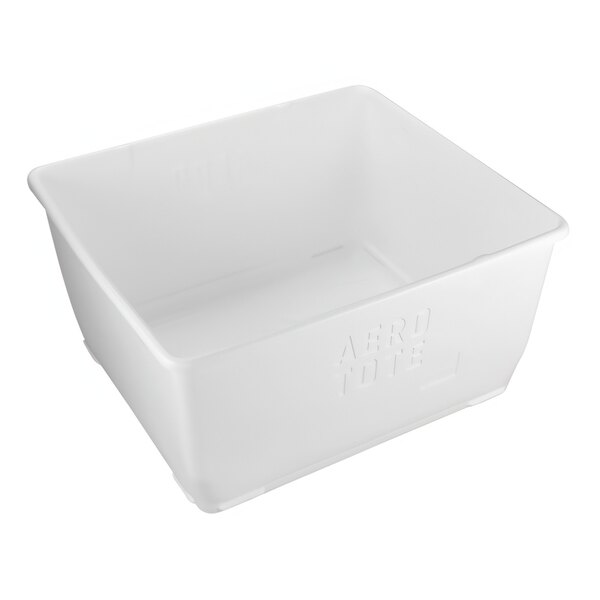 A white polyethylene tub with a lid.