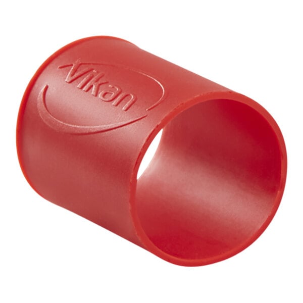 A red plastic tube with a red logo for "Vikan" rubber bands.