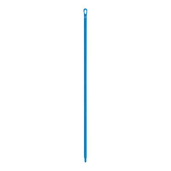 A blue plastic stick with a hole in the end.