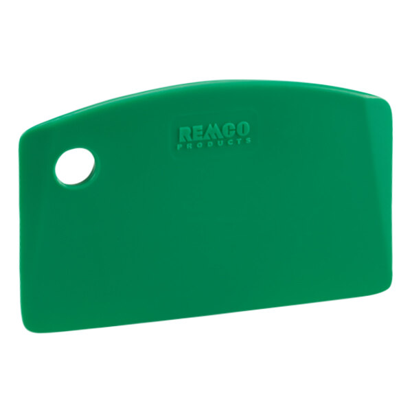 A green Remco polypropylene mini bench scraper with a white circle.