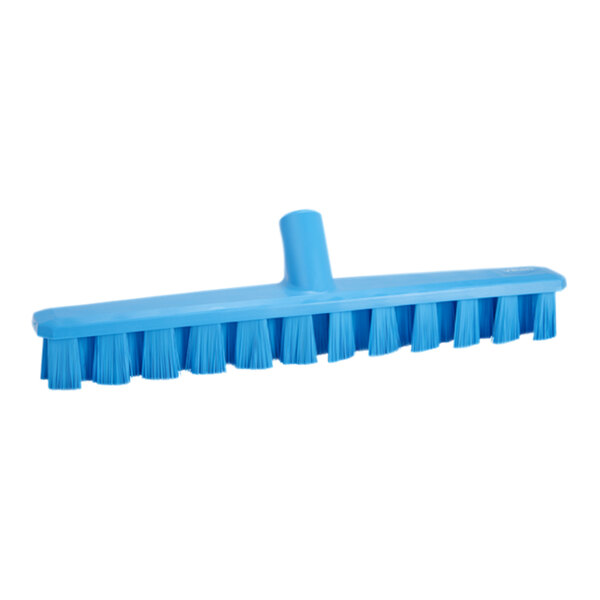 A blue brush with stiff bristles.