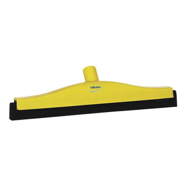 A yellow and black Vikan floor squeegee with a black handle.