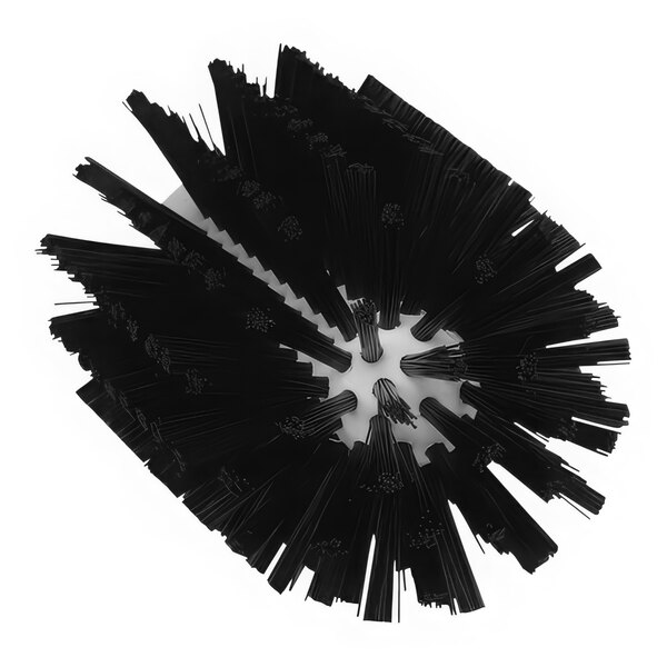 A black Vikan tube brush head with bristles.