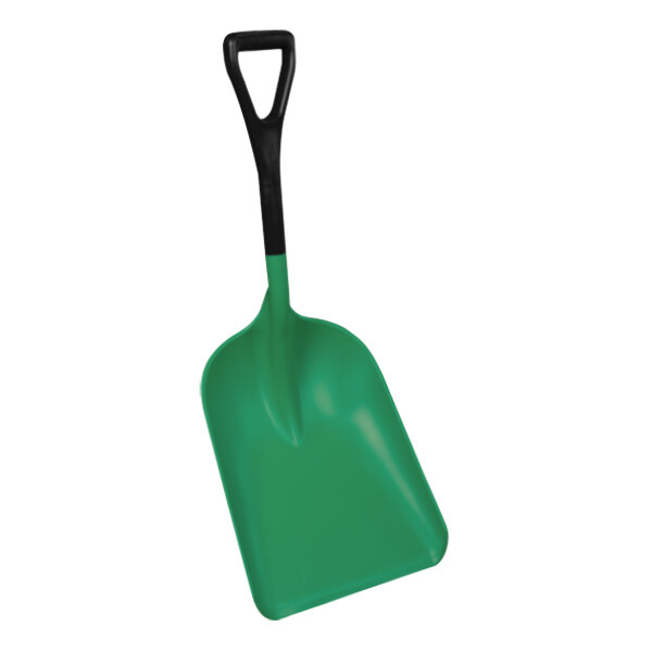 A green Remco safety shovel with a black handle.