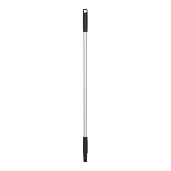 A black and silver Vikan threaded aluminum broom handle.