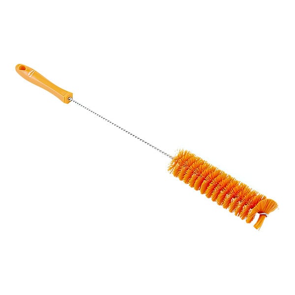 An orange Vikan tube brush with a hole in the handle.