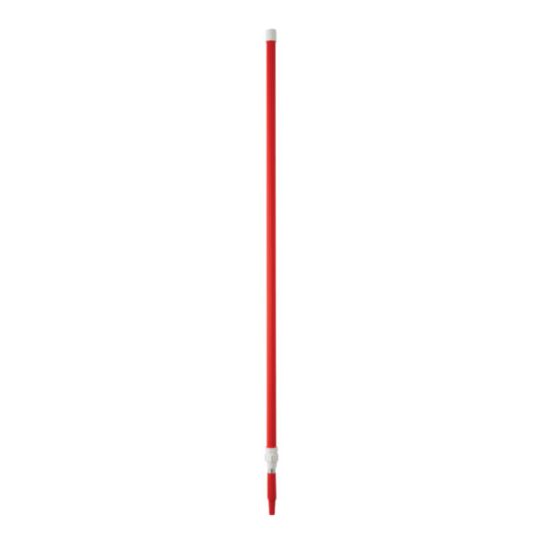 A red pole with a white handle.