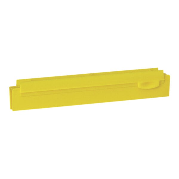A yellow rectangular Vikan squeegee blade.