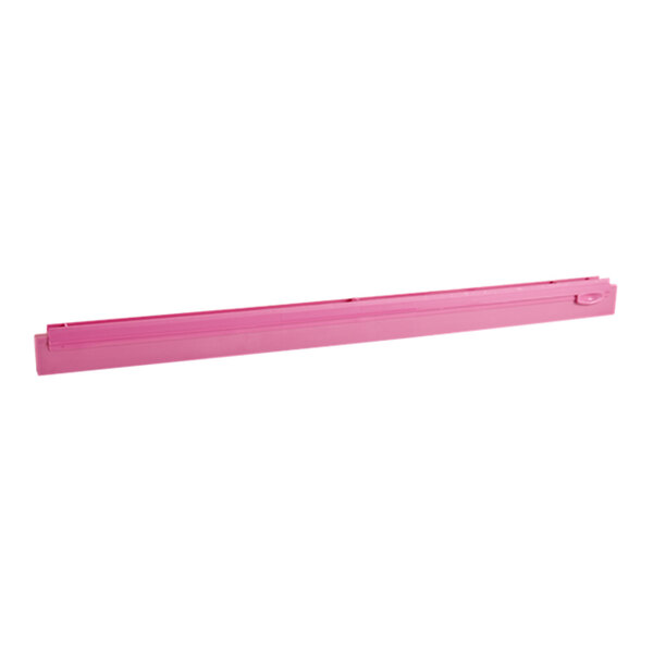A pink rectangular Vikan squeegee blade.