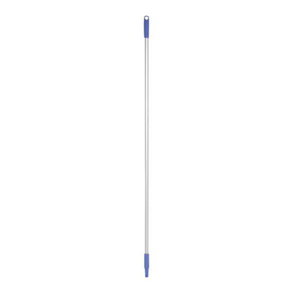 A purple and silver Vikan threaded aluminum handle.