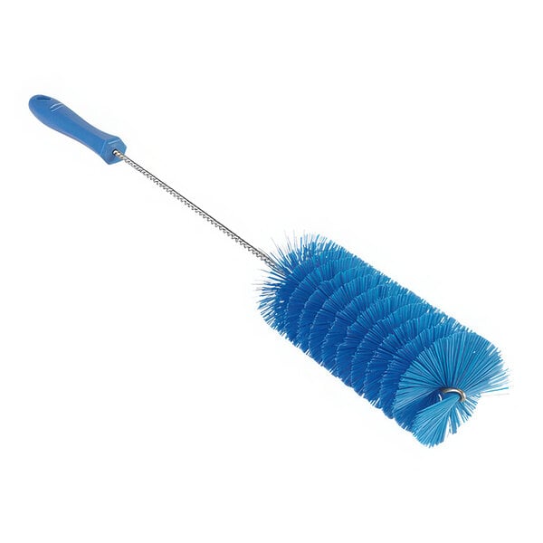 A blue Vikan tube brush with a long handle.