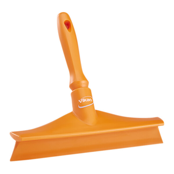 An orange Vikan Ultra-Hygienic squeegee with a plastic frame and handle.