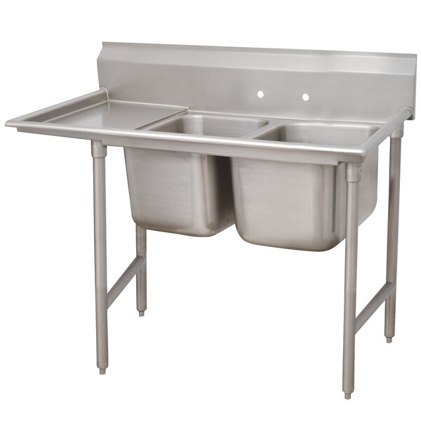 Advance Tabco 93 42 48 36 Regaline Two Compartment Stainless Steel Sink With One Drainboard 92