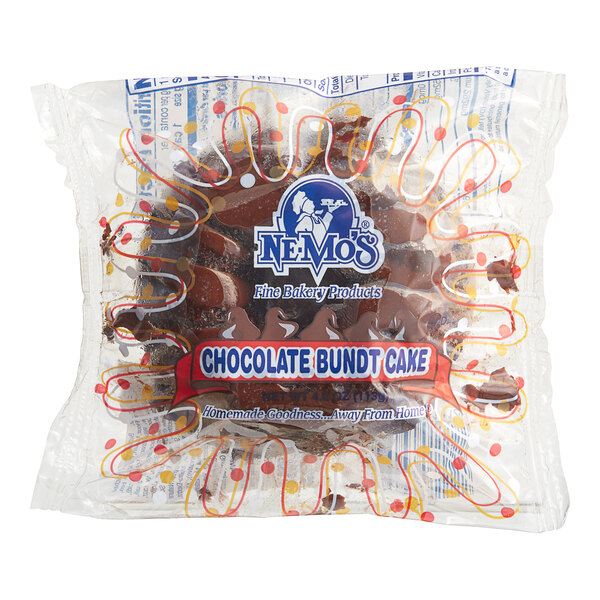 A case of Ne-Mo's Bakery frozen individually wrapped mini chocolate bundt cakes.