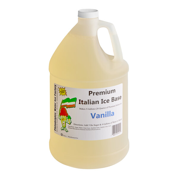 A gallon of Philadelphia Water Ice Vanilla Italian Ice base.