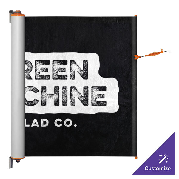 A white safety banner with black and orange text.