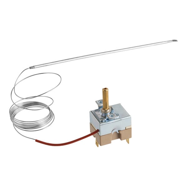 A chamber thermostat with a coiled sensor and metal probe for Cooking Performance Group COF, COH, COQ, and OCB Series equipment.