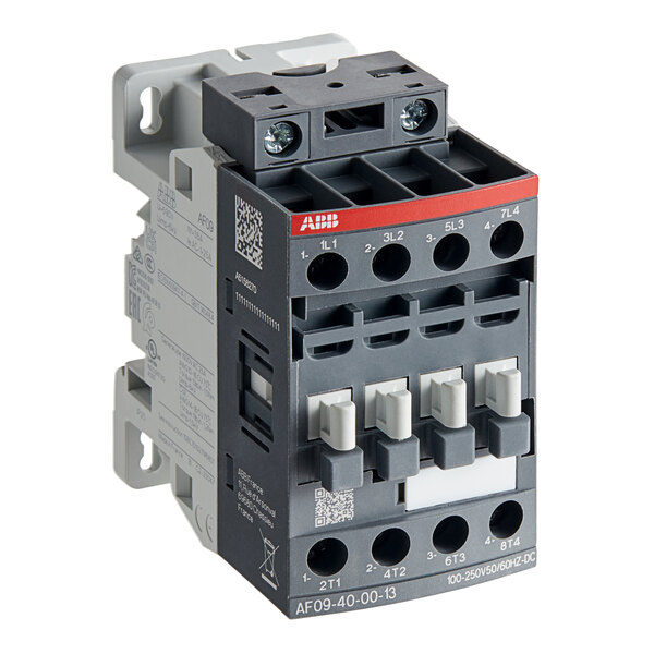 A grey and white circuit breaker with three switches.