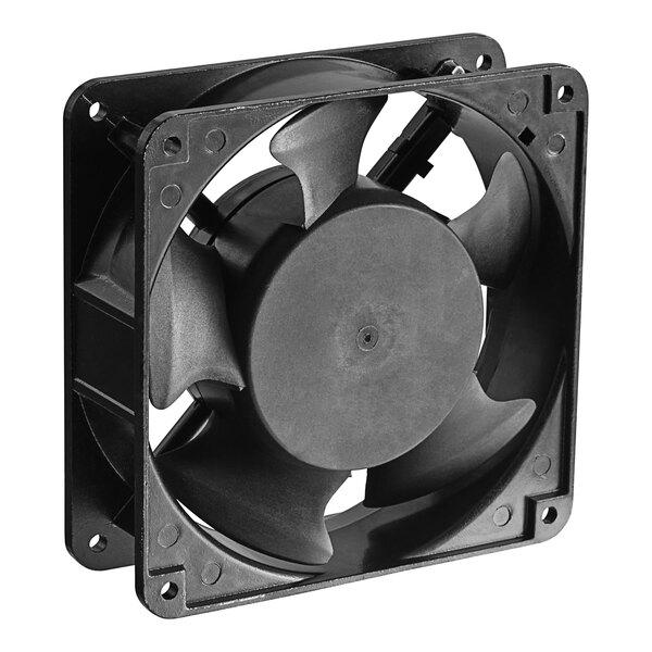 A black circular fan for Cooking Performance Group convection ovens.