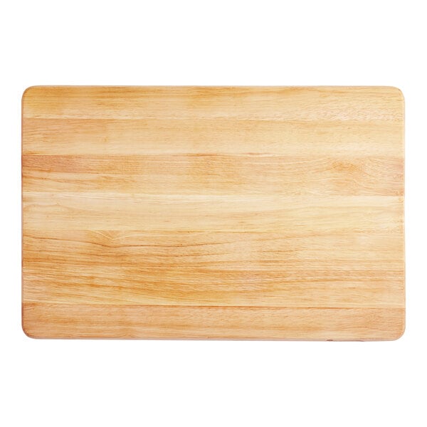 A Choice wooden cutting board with rounded edges on a white background.