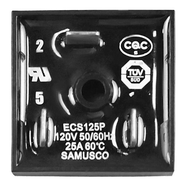 A black CRB Cleaning Systems electronic micro switch with a small button.