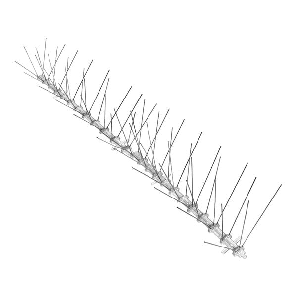 A long, thin metal strip with many spikes on it.