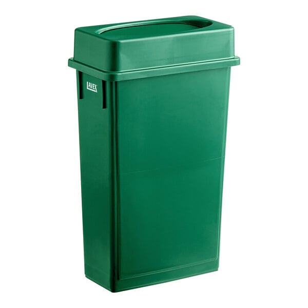 23 Gal Green Slim Rectangular Trash Can