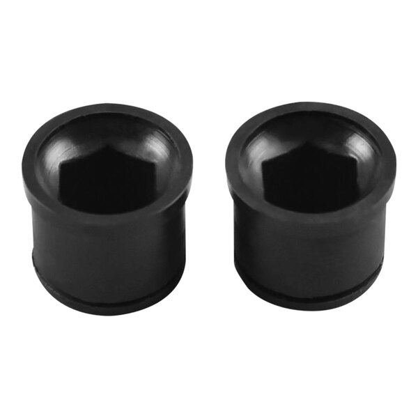 A pair of black plastic CRB Cleaning Systems E20 flange screws.
