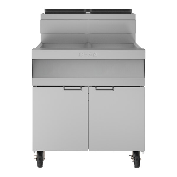 Dean by Frymaster PowerRunner 2PRG50T Liquid Propane Floor Fryer with (2) 50 lb. Fry pots, Thermatron Controller, and without Filtration - 240,000 BTU