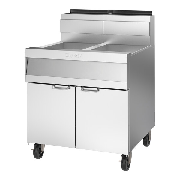 Dean by Frymaster PowerRunner 4PRG50T Liquid Propane Floor Fryer with (4) 50 lb. Fry pots, CM3.5 Controller, and without Filtration - 480,000 BTU