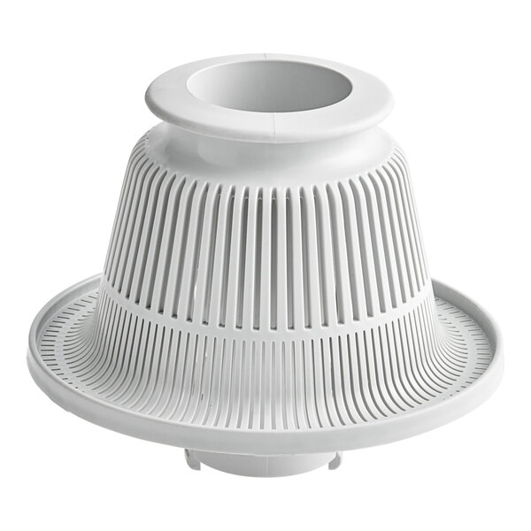 A white plastic cone with a hole on the end.