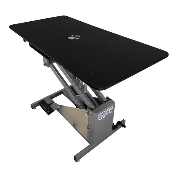 A black Groomer's Best electric grooming table.