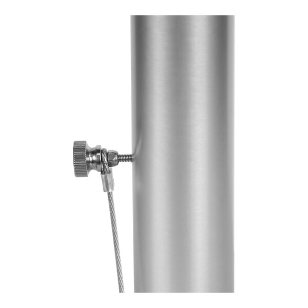 A close-up of the metal pole of a California Umbrella aluminum sand anchor.