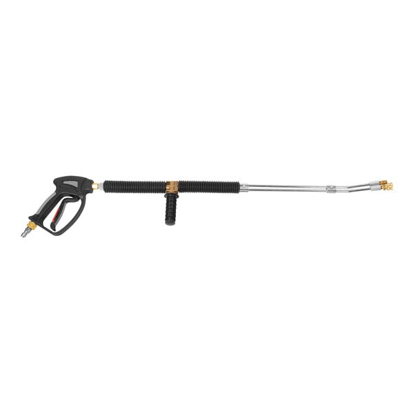 A black and gold Mi-T-M hot water pressure washer spray gun with an insulated trigger handle.