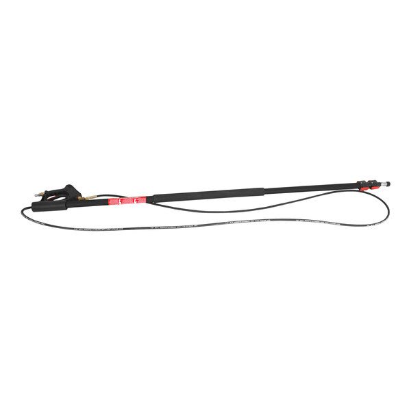 A black and red aluminum extension wand with a red handle.