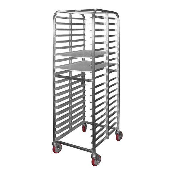 a metal rack with shelves